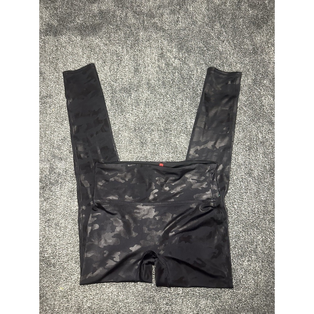 SPANX Womens Petite Ankle Leggings S/P Black Camo High Rise Shaping Stretch